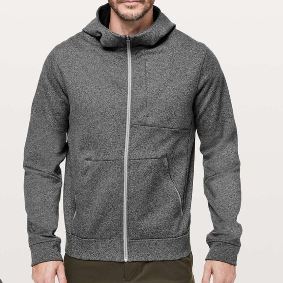 Lululemon City Sweat Full Zip Hoodie Thermo Mens Size L Heathered Gray Jacket - Picture 1 of 10